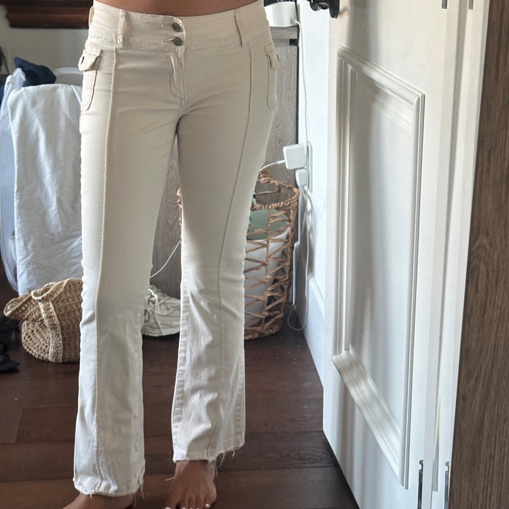 Brandy Melville Cream Flare Pants